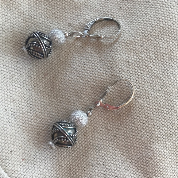 Sterling Silver Handmade Pierced Dangle Earrings - Picture 3 of 4